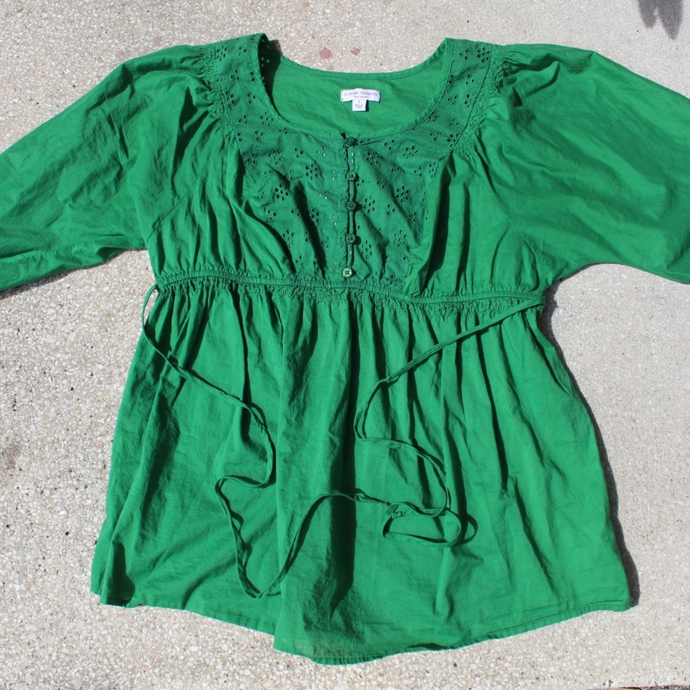 Liz Lange Maternity Green Long Sleeve Shirt